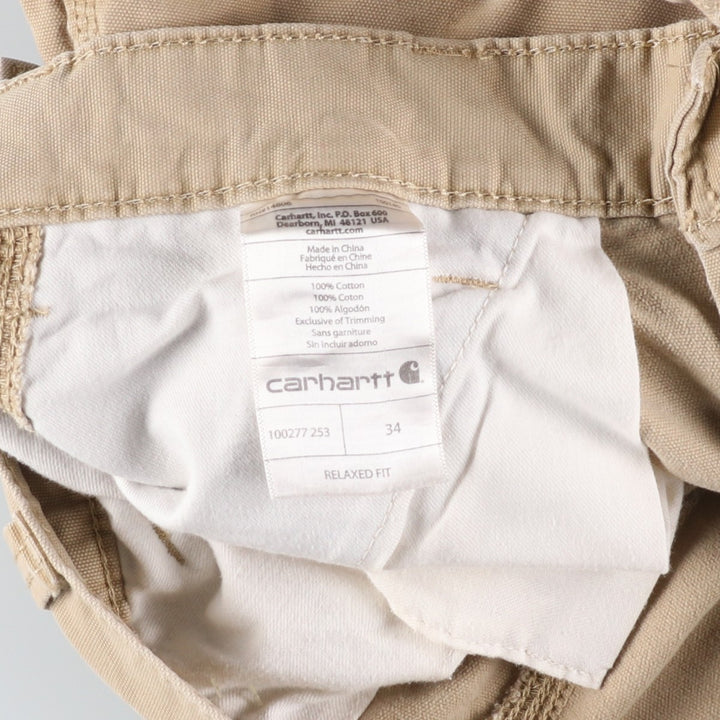 Carhartt Relaxed Fit Duck Cargo Shorts, Men's, W34 equivalent cotton Beige type Vintage Second Hand