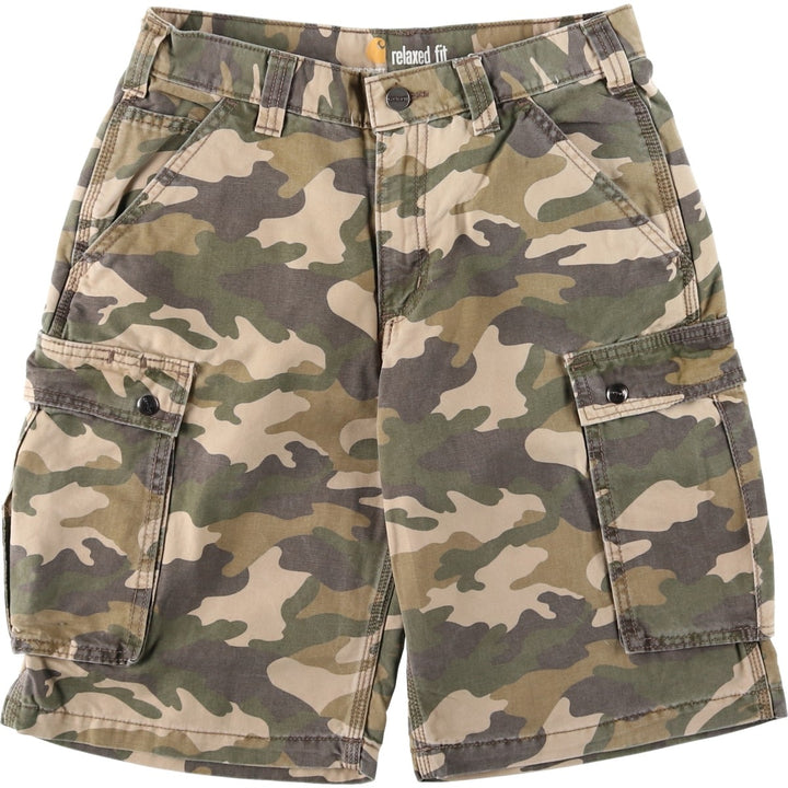 Carhartt Relaxed Fit Camouflage Pattern Duck Cargo Shorts, Men's Size W30 cotton Khaki type Vintage Second Hand
