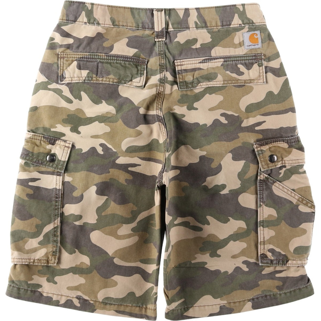 Carhartt Relaxed Fit Camouflage Pattern Duck Cargo Shorts, Men's Size W30 cotton Khaki type Vintage Second Hand