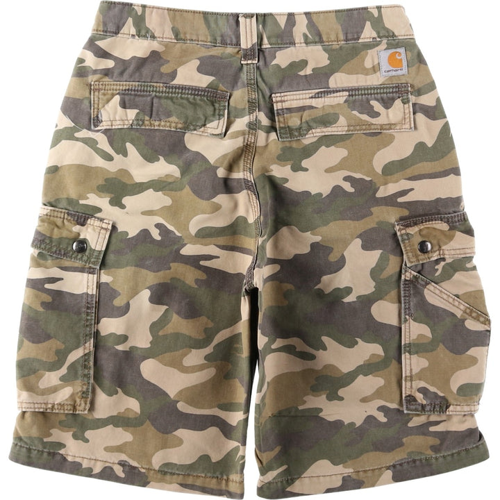 Carhartt Relaxed Fit Camouflage Pattern Duck Cargo Shorts, Men's Size W30 cotton Khaki type Vintage Second Hand