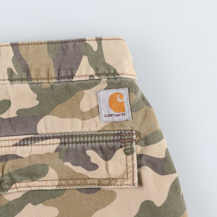 Carhartt Relaxed Fit Camouflage Pattern Duck Cargo Shorts, Men's Size W30 cotton Khaki type Vintage Second Hand