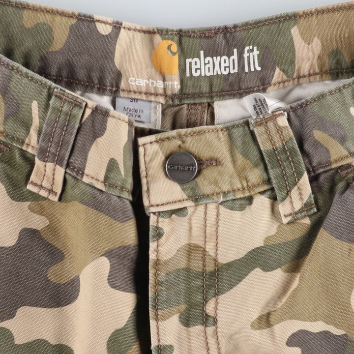Carhartt Relaxed Fit Camouflage Pattern Duck Cargo Shorts, Men's Size W30 cotton Khaki type Vintage Second Hand