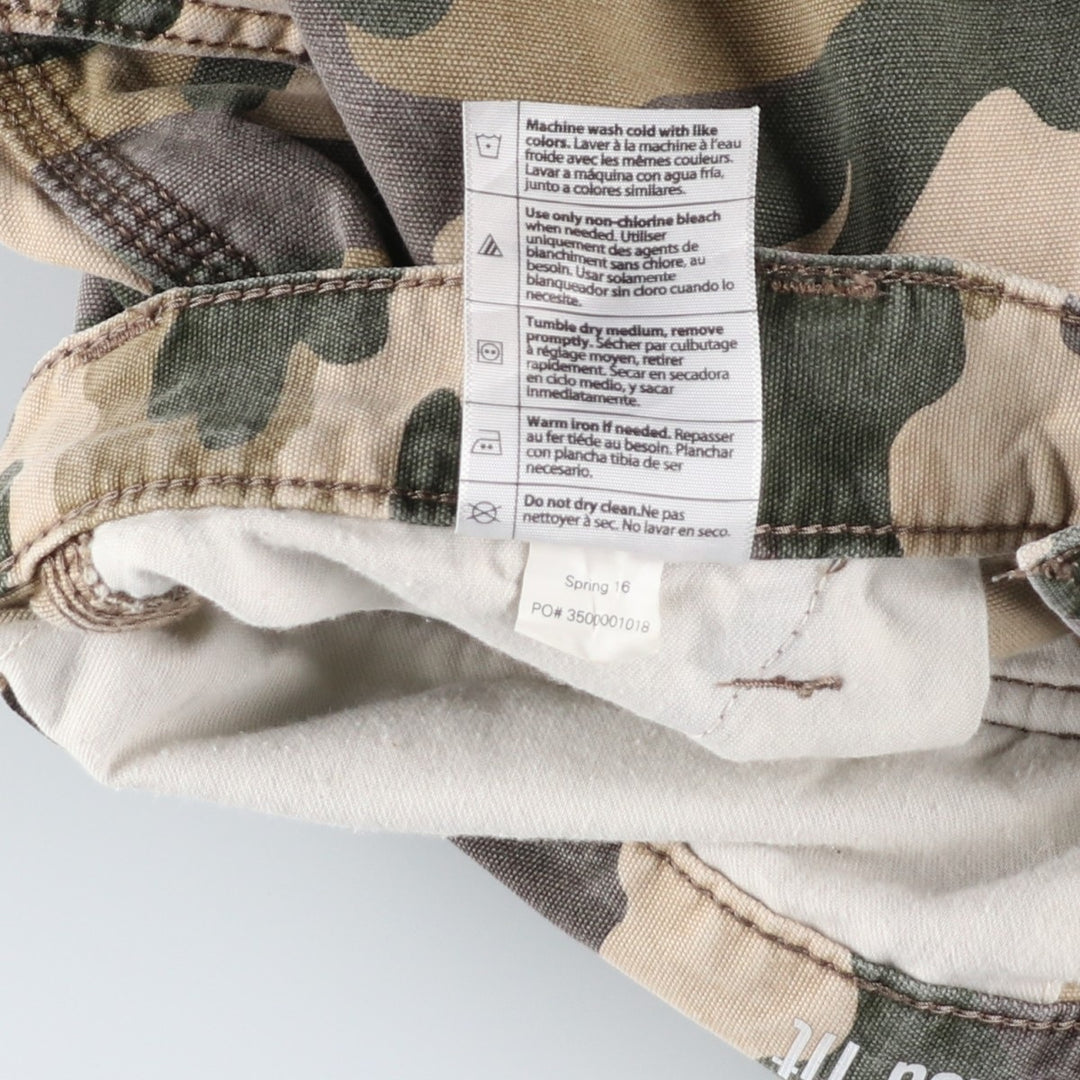 Carhartt Relaxed Fit Camouflage Pattern Duck Cargo Shorts, Men's Size W30 cotton Khaki type Vintage Second Hand