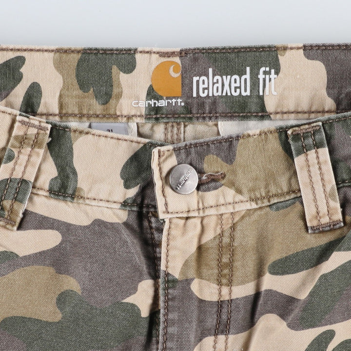 Carhartt Relaxed Fit Camouflage Pattern Duck Cargo Shorts, Men's Size W30 cotton Khaki type Vintage Second Hand