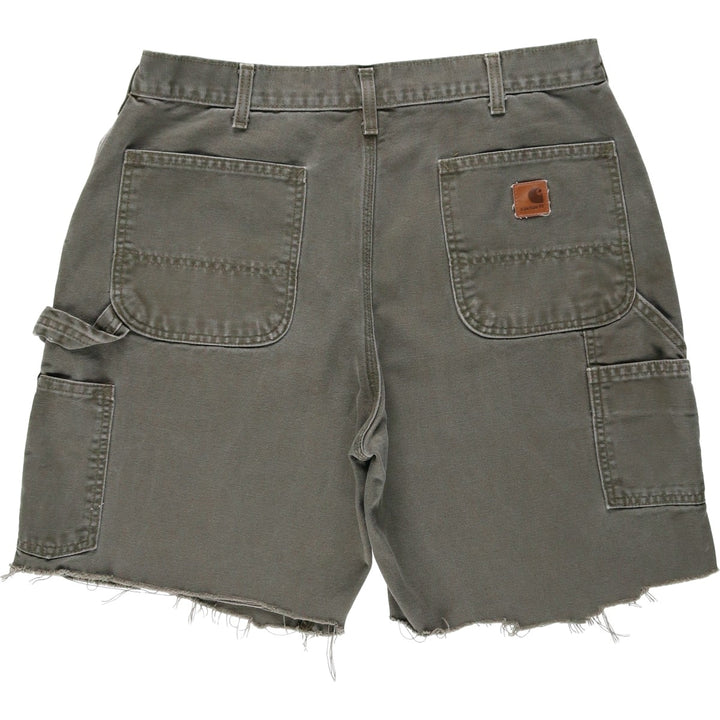 Carhartt Dungaree Fit Cut-Off Duck Canvas Painter Shorts (Men's W35 equivalent) cotton gray type Vintage Second Hand