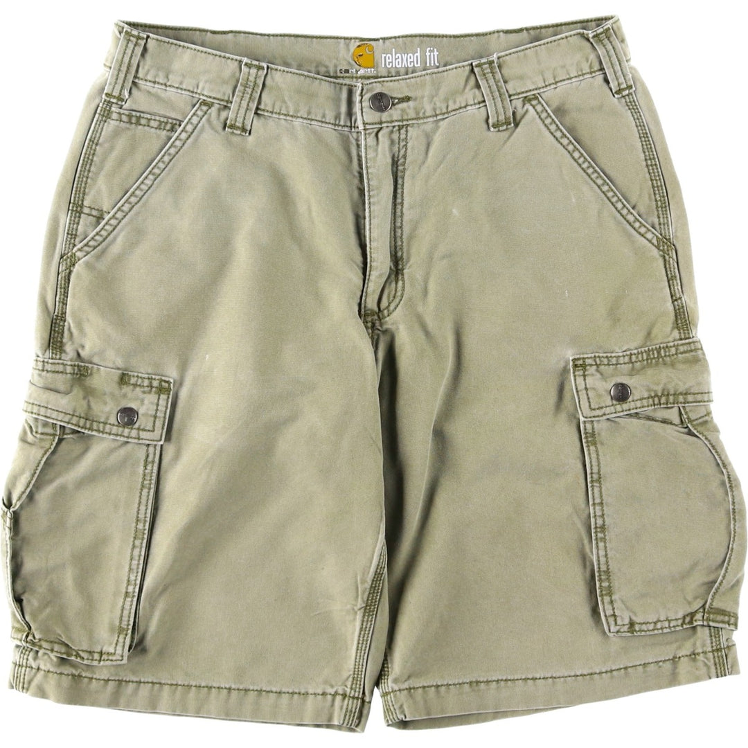 Carhartt Relaxed Fit Duck Cargo Shorts, Men's, W34 equivalent cotton Khaki type Vintage Second Hand