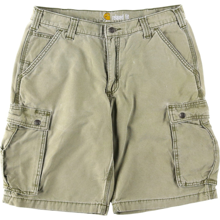 Carhartt Relaxed Fit Duck Cargo Shorts, Men's, W34 equivalent cotton Khaki type Vintage Second Hand