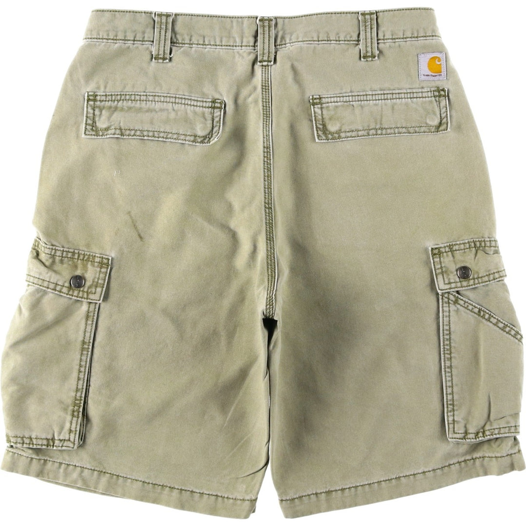 Carhartt Relaxed Fit Duck Cargo Shorts, Men's, W34 equivalent cotton Khaki type Vintage Second Hand