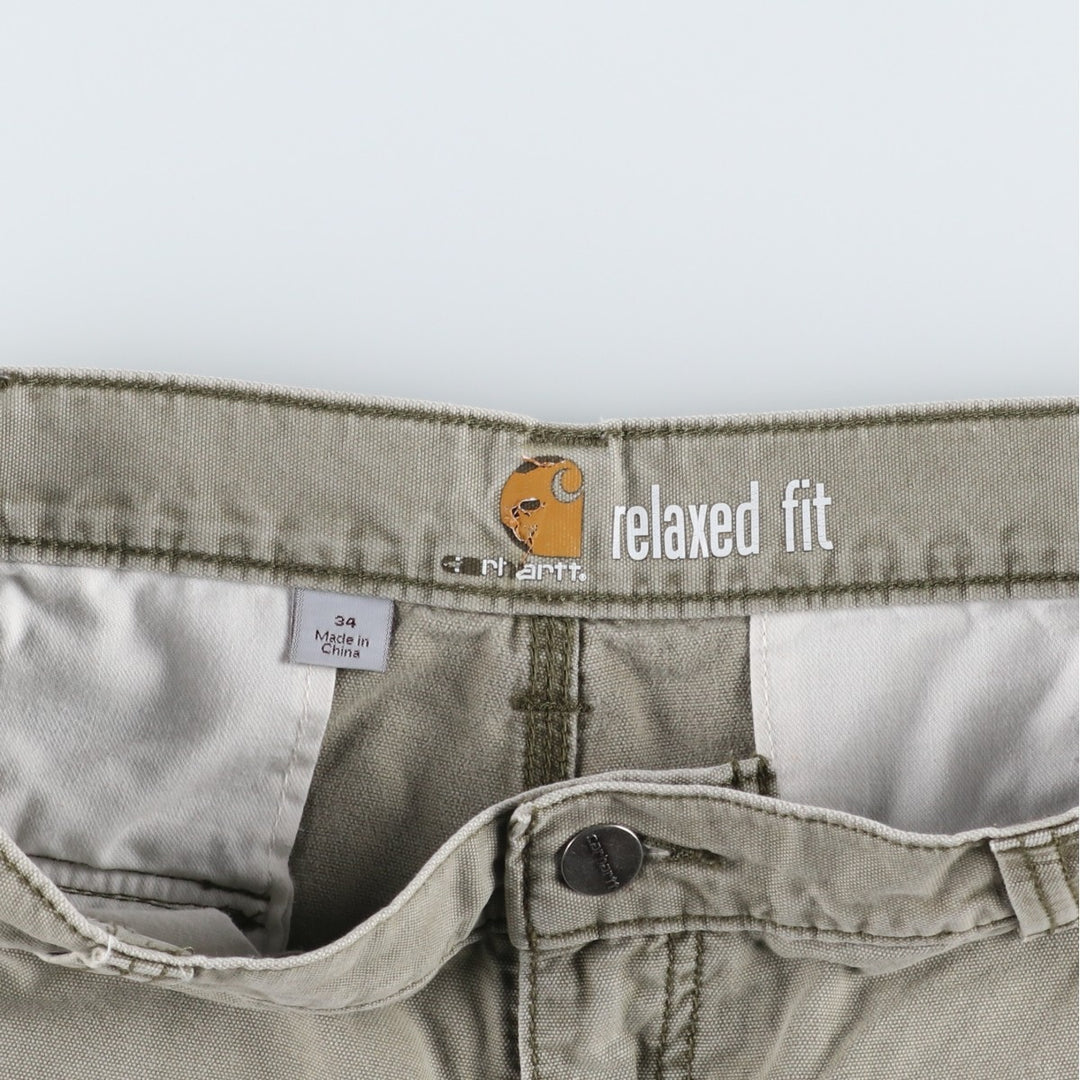 Carhartt Relaxed Fit Duck Cargo Shorts, Men's, W34 equivalent cotton Khaki type Vintage Second Hand