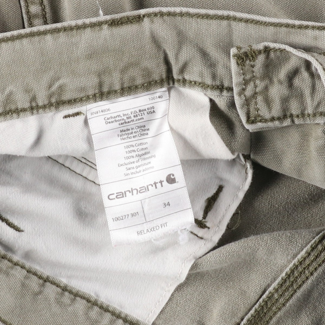Carhartt Relaxed Fit Duck Cargo Shorts, Men's, W34 equivalent cotton Khaki type Vintage Second Hand