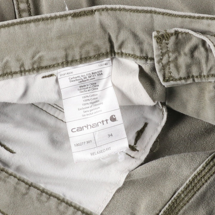 Carhartt Relaxed Fit Duck Cargo Shorts, Men's, W34 equivalent cotton Khaki type Vintage Second Hand