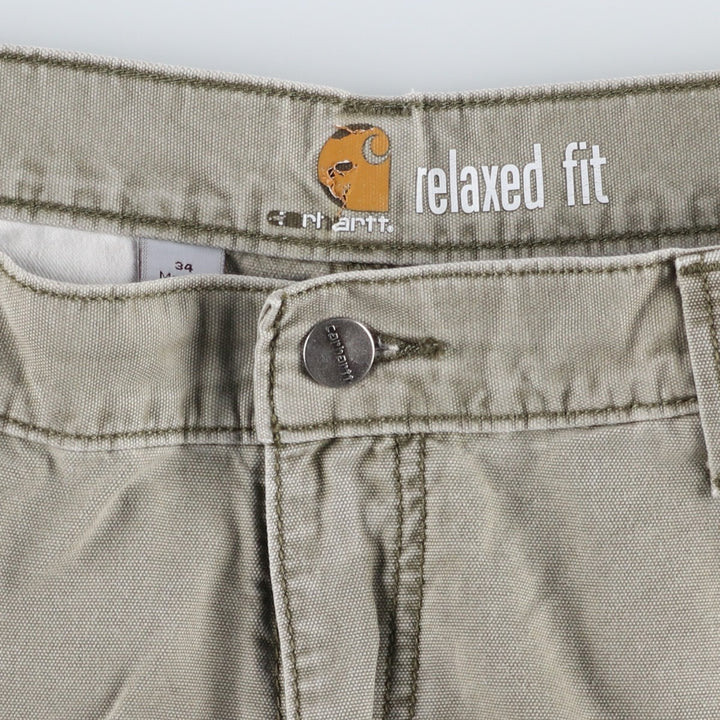 Carhartt Relaxed Fit Duck Cargo Shorts, Men's, W34 equivalent cotton Khaki type Vintage Second Hand