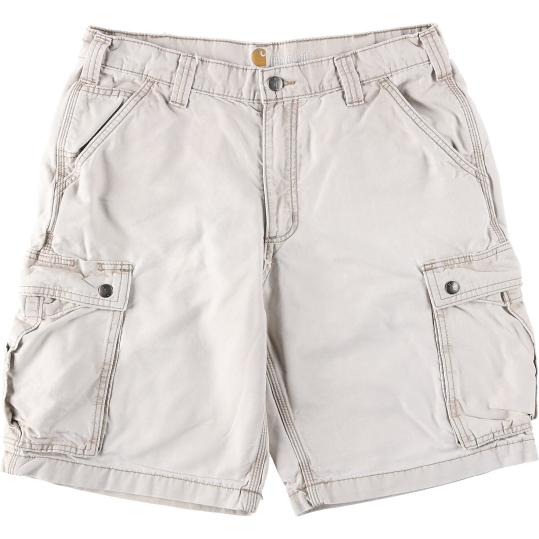 Carhartt Relaxed Fit Duck Cargo Shorts, Men's, W34 equivalent cotton Beige type Vintage Second Hand