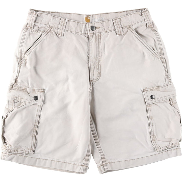 Carhartt Relaxed Fit Duck Cargo Shorts, Men's, W34 equivalent cotton Beige type Vintage Second Hand