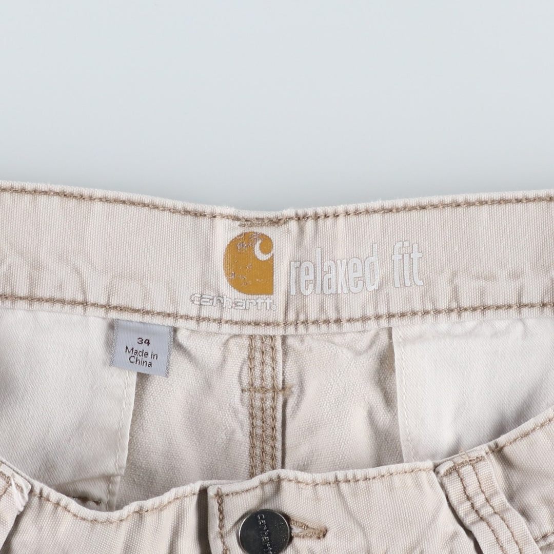 Carhartt Relaxed Fit Duck Cargo Shorts, Men's, W34 equivalent cotton Beige type Vintage Second Hand