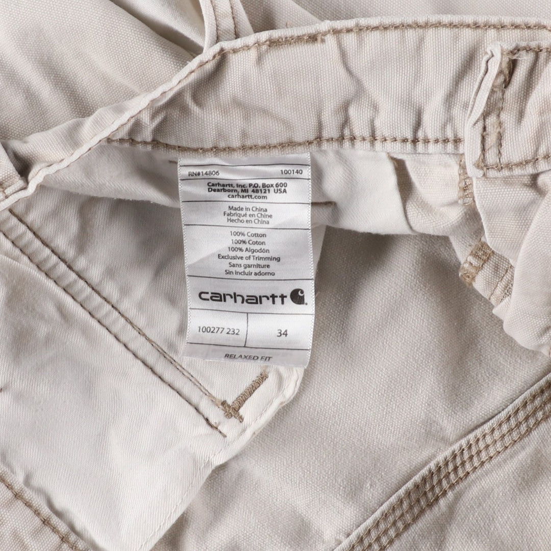 Carhartt Relaxed Fit Duck Cargo Shorts, Men's, W34 equivalent cotton Beige type Vintage Second Hand