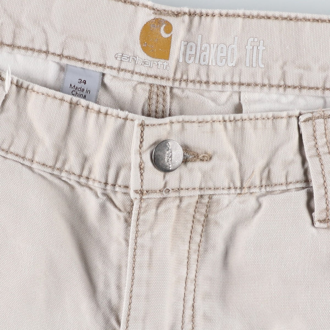 Carhartt Relaxed Fit Duck Cargo Shorts, Men's, W34 equivalent cotton Beige type Vintage Second Hand