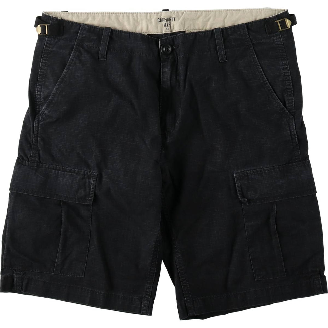 Carhartt WORK IN PROGRESS Ripstop Cargo Shorts (Men's W36 equivalent) cotton black type Vintage Second Hand