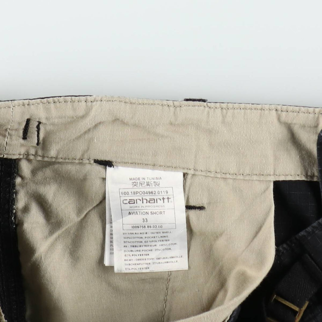 Carhartt WORK IN PROGRESS Ripstop Cargo Shorts (Men's W36 equivalent) cotton black type Vintage Second Hand