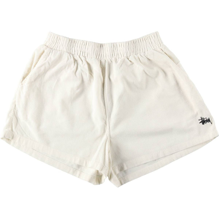 Stussy corduroy shorts, women's size M (approx.) cotton white type Vintage Second Hand