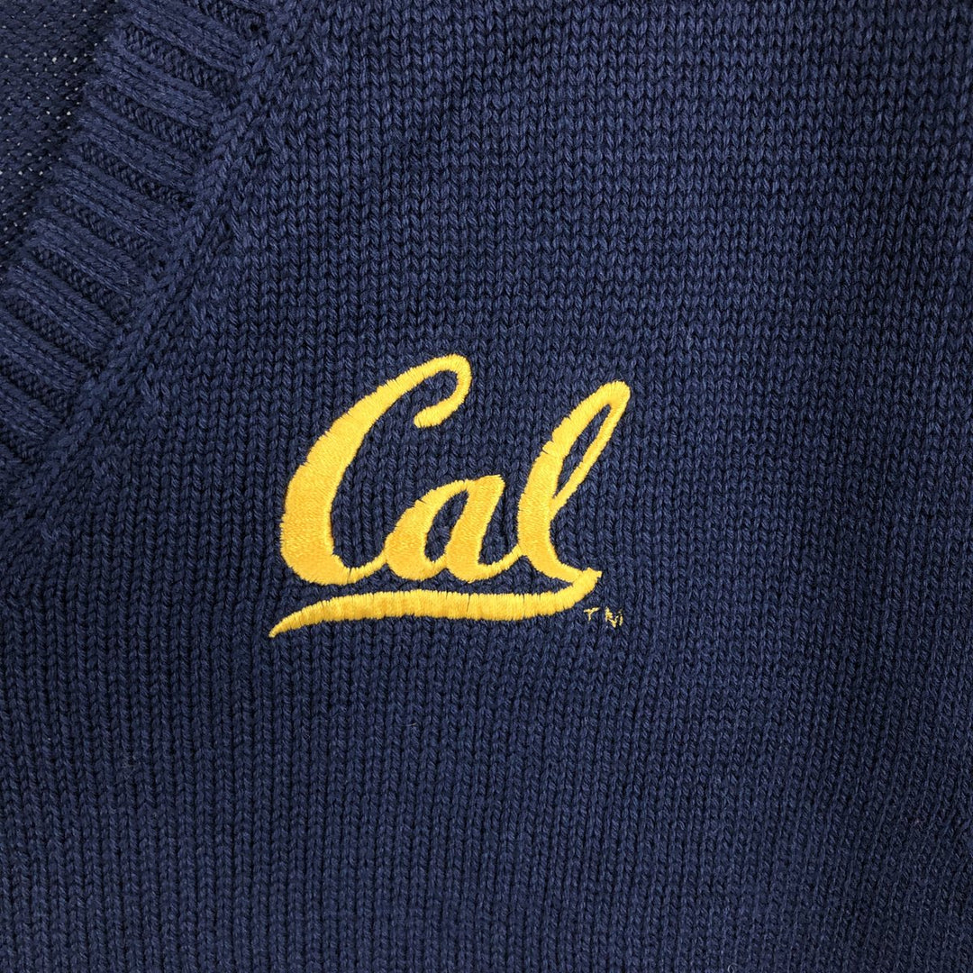 Vintage 90'S Russell V-neck cotton knit vest, made in the USA, size L, men's cotton navy blue type Vintage Second Hand