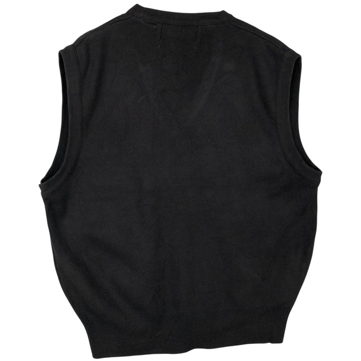 Cypress Links V-neck Cotton Knit Vest, Made in USA, Men's Size M cotton black type Vintage Second Hand