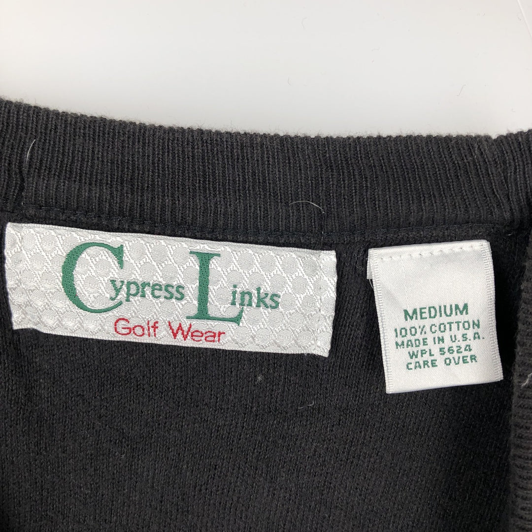 Cypress Links V-neck Cotton Knit Vest, Made in USA, Men's Size M cotton black type Vintage Second Hand