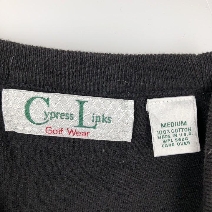 Cypress Links V-neck Cotton Knit Vest, Made in USA, Men's Size M cotton black type Vintage Second Hand