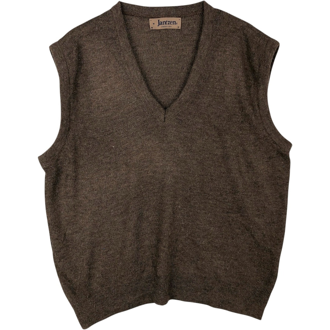 Jantzen V-neck knit vest, made in the USA, size M unclear brown type Vintage Second Hand