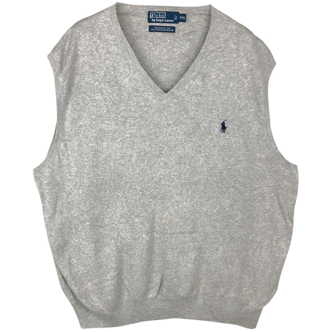 Ralph Lauren POLO by Ralph Lauren V-neck Pima cotton knit vest, men's size XXL Pima Cotton gray type Vintage Second Hand