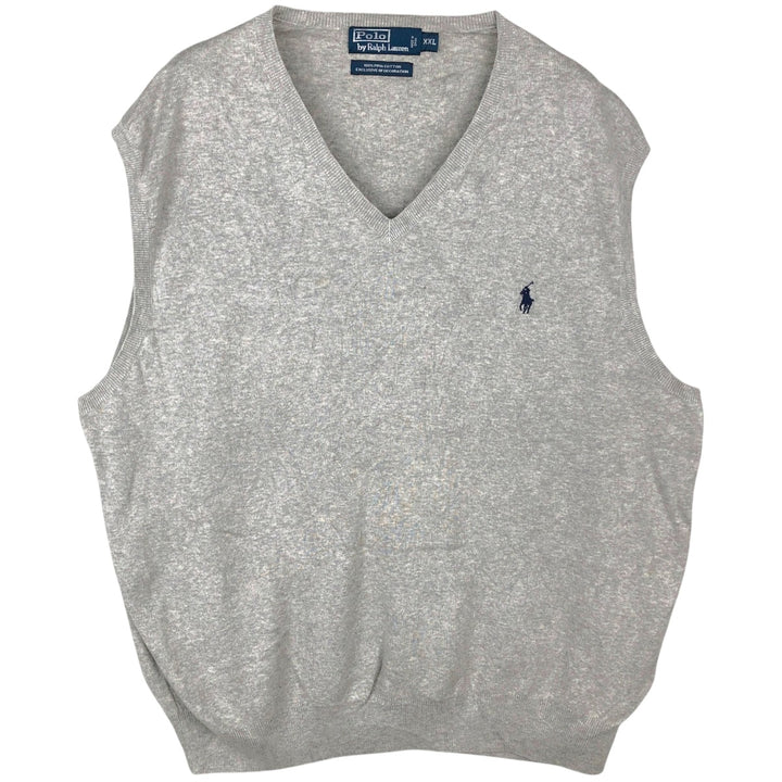 Ralph Lauren POLO by Ralph Lauren V-neck Pima cotton knit vest, men's size XXL Pima Cotton gray type Vintage Second Hand