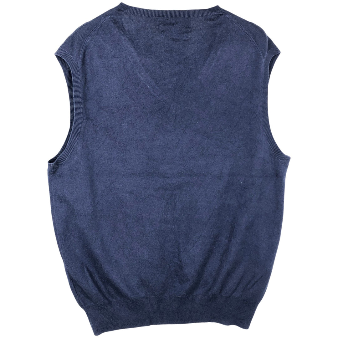 Ralph Lauren POLO by Ralph Lauren V-neck Pima cotton knit vest, men's size L Pima Cotton navy blue type Vintage Second Hand