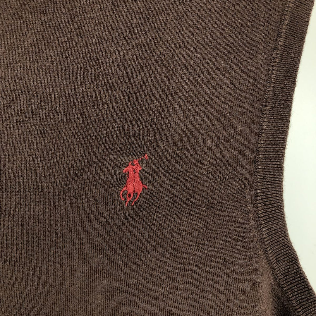 Ralph Lauren POLO by Ralph Lauren V-neck Pima cotton knit vest, men's size XXL Pima Cotton brown type Vintage Second Hand