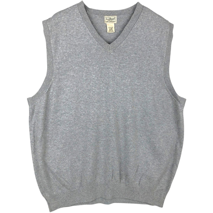 90s-00'S LL Bean Cashmere Blend V-Neck Cotton Knit Vest, Men's Size XL (approx.) cotton gray type Vintage Second Hand