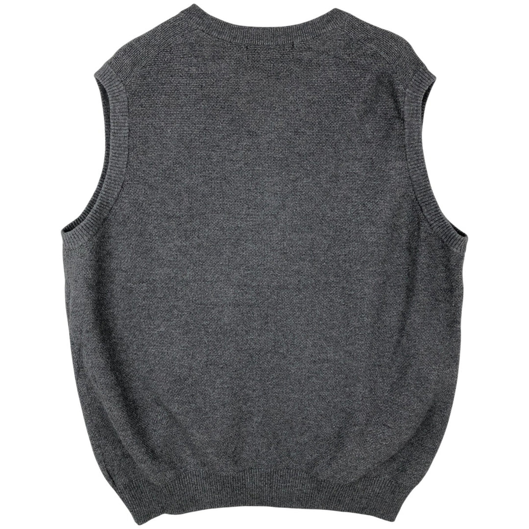 Brooks Brothers Cashmere Blend V-Neck Cotton Knit Vest, Men's Size L (approx.) cotton gray type Vintage Second Hand