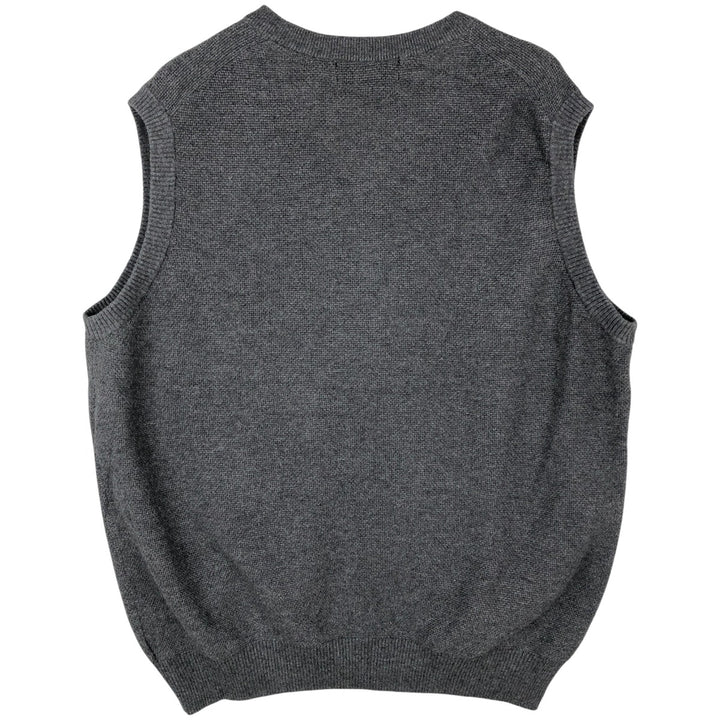 Brooks Brothers Cashmere Blend V-Neck Cotton Knit Vest, Men's Size L (approx.) cotton gray type Vintage Second Hand