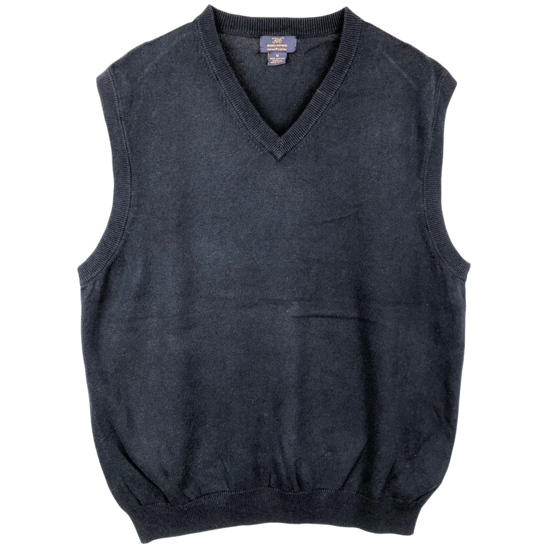 Brooks Brothers V-neck Pima cotton knit vest, men's size M (approx.) Supima Cotton navy blue type Vintage Second Hand