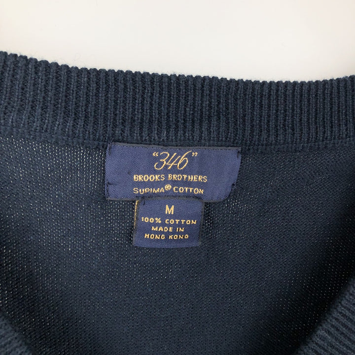 Brooks Brothers V-neck Pima cotton knit vest, men's size M (approx.) Supima Cotton navy blue type Vintage Second Hand