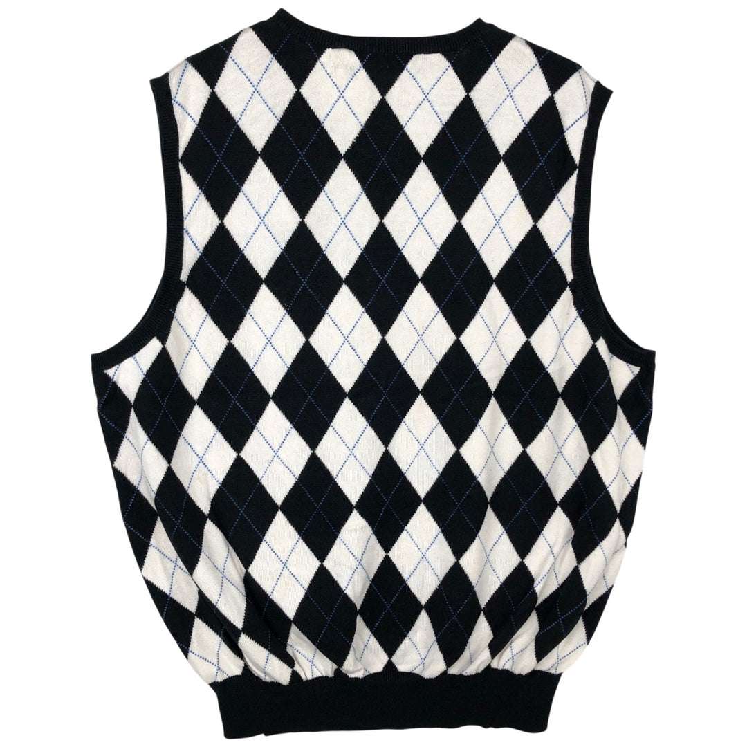 Ralph Lauren POLO GOLF Argyle Pattern V-Neck Cotton Knit Vest, Men's Size L (approx.) cotton white type Vintage Second Hand