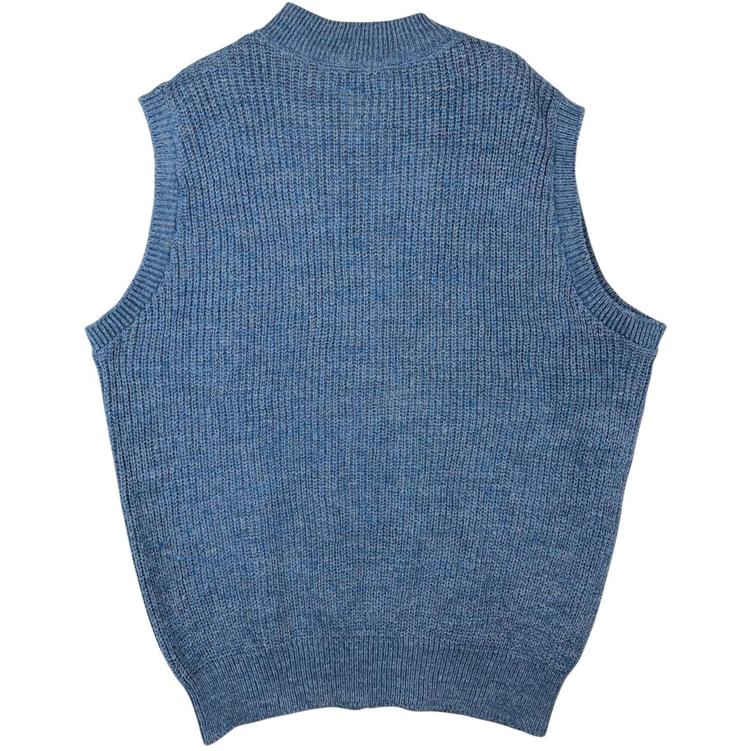 80s-90'S LLBean HIGH TREK YARN Rib-Knit Front-Opening Acrylic Vest, Made in USA, Men's Size L (Equivalent), Vintage acrylic navy blue type Vintage Second Hand