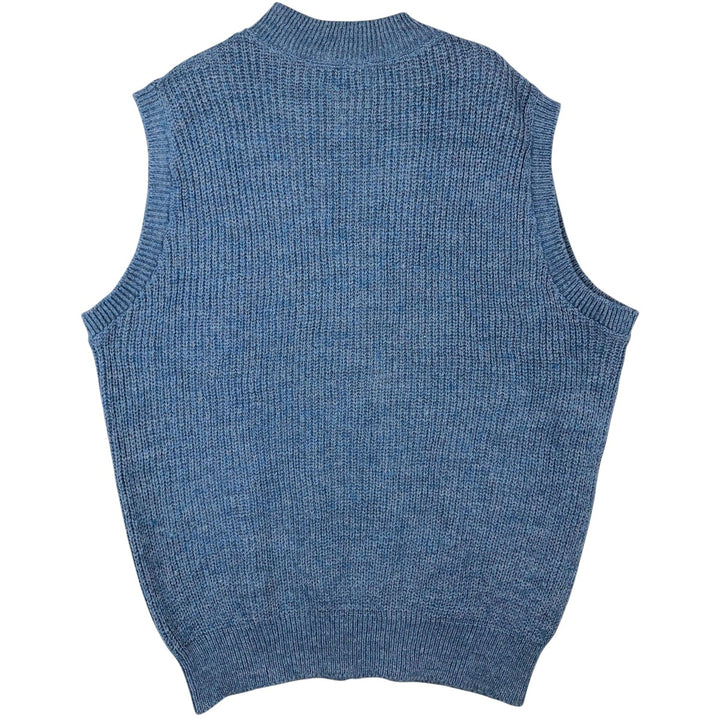 80s-90'S LLBean HIGH TREK YARN Rib-Knit Front-Opening Acrylic Vest, Made in USA, Men's Size L (Equivalent), Vintage acrylic navy blue type Vintage Second Hand