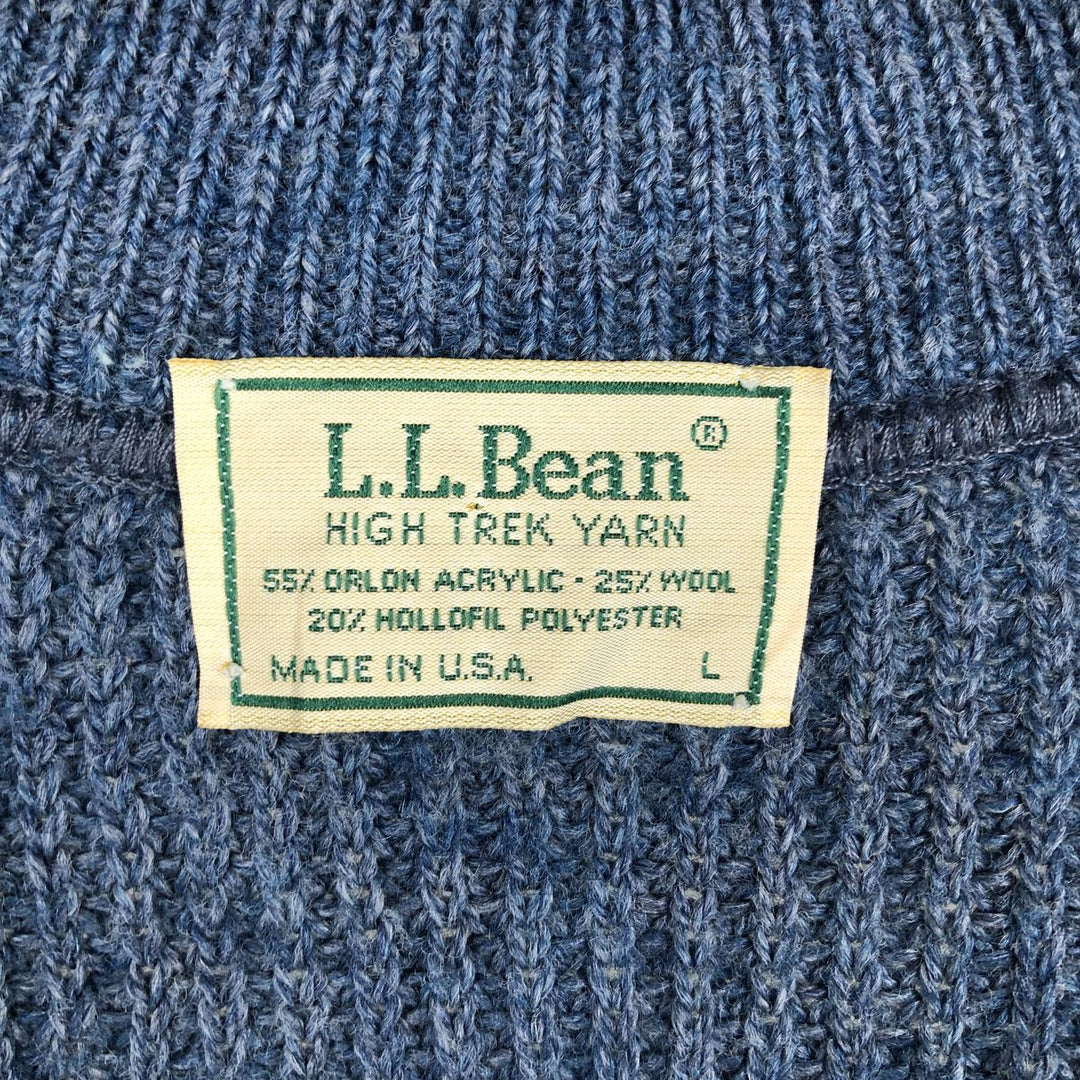 80s-90'S LLBean HIGH TREK YARN Rib-Knit Front-Opening Acrylic Vest, Made in USA, Men's Size L (Equivalent), Vintage acrylic navy blue type Vintage Second Hand