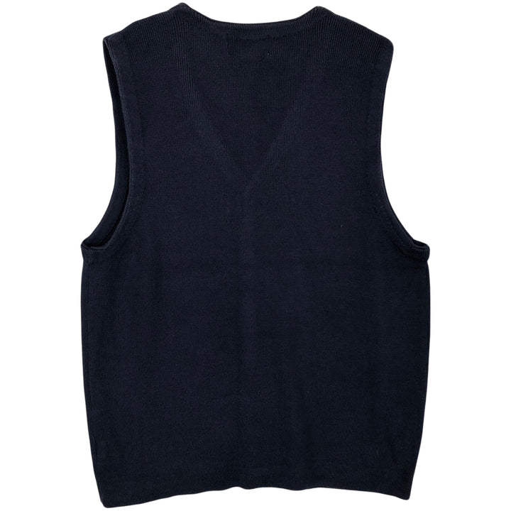 Eddie Bauer Open-Front Cotton Knit Vest (Men's Size S) cotton navy blue type Vintage Second Hand