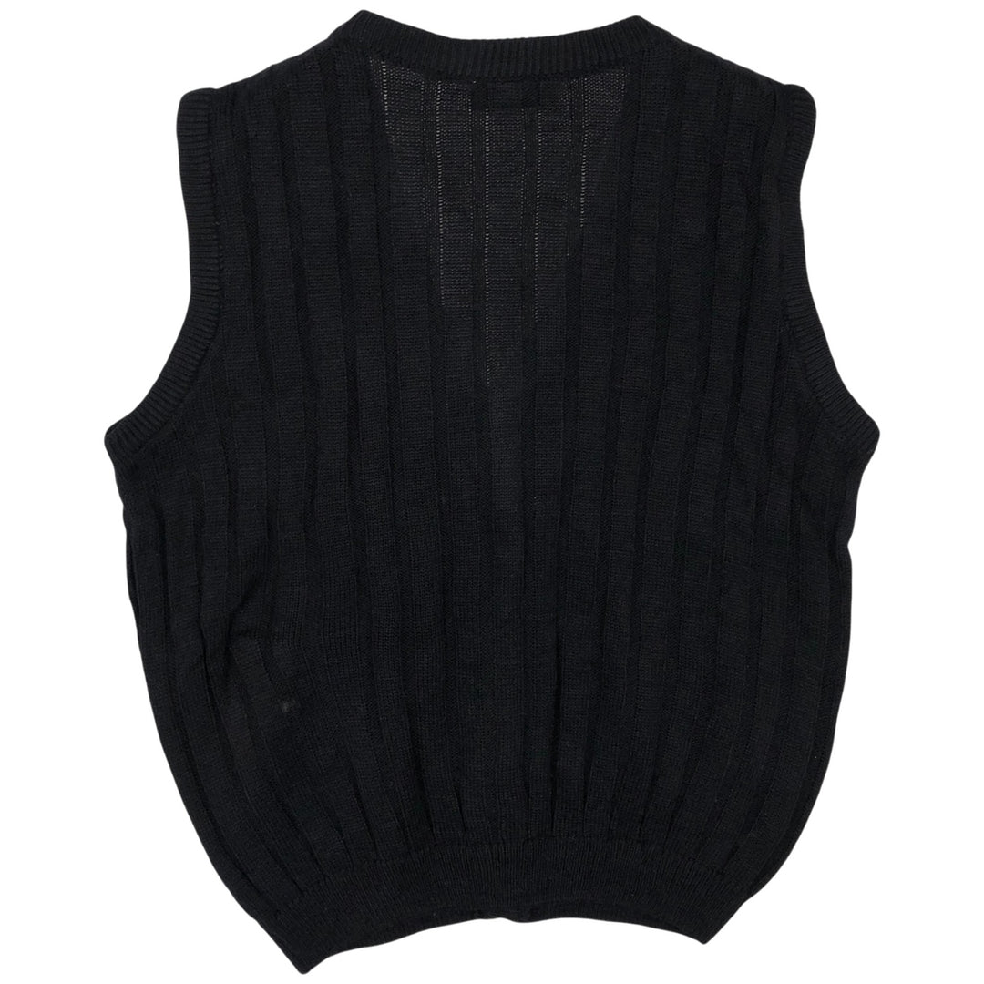 Pierre Cardin Cable Knit Open Front Vest, Men's Size M unclear black type Vintage Second Hand