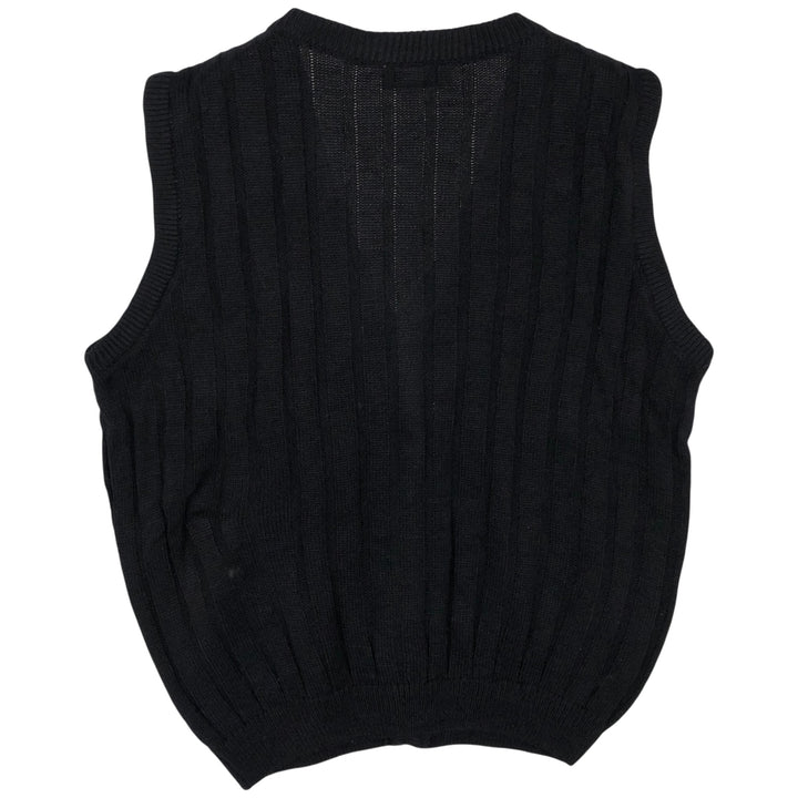 Pierre Cardin Cable Knit Open Front Vest, Men's Size M unclear black type Vintage Second Hand