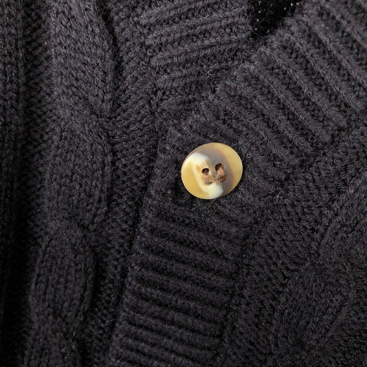 Pierre Cardin Cable Knit Open Front Vest, Men's Size M unclear black type Vintage Second Hand