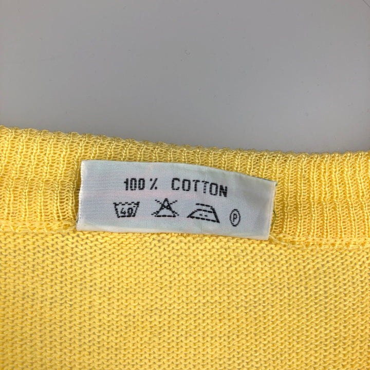 1980'S Lacoste CHEMISE French Lacoste V-neck Cotton Knit Vest, Made in France, Men's Size XL (approx.), Vintage cotton yellow type Vintage Second Hand