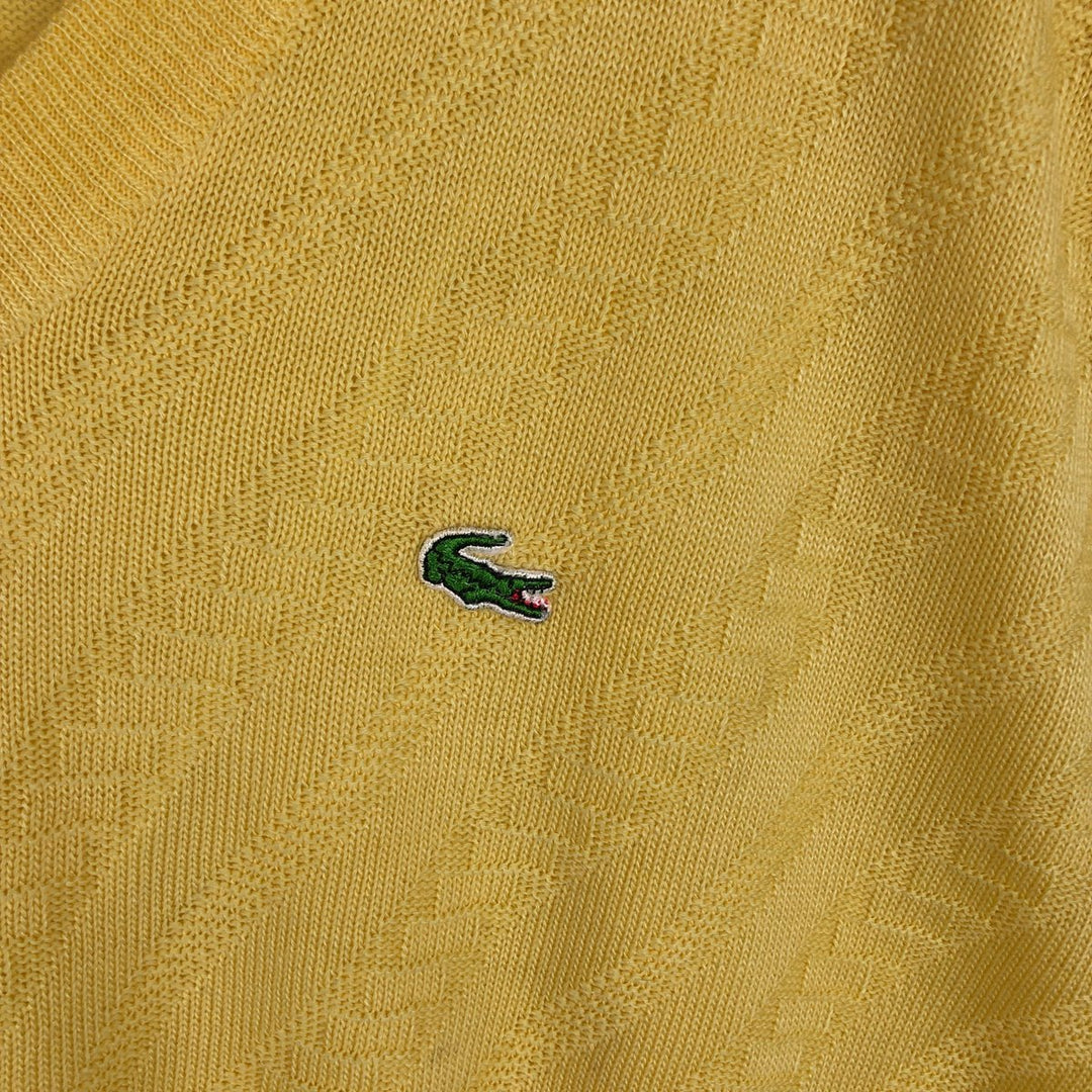 1980'S Lacoste CHEMISE French Lacoste V-neck Cotton Knit Vest, Made in France, Men's Size XL (approx.), Vintage cotton yellow type Vintage Second Hand