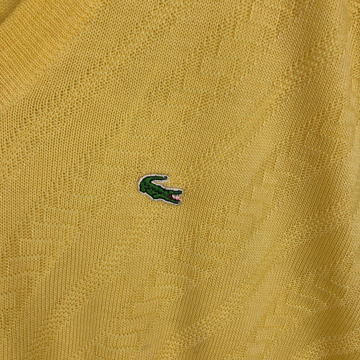 1980'S Lacoste CHEMISE French Lacoste V-neck Cotton Knit Vest, Made in France, Men's Size XL (approx.), Vintage cotton yellow type Vintage Second Hand