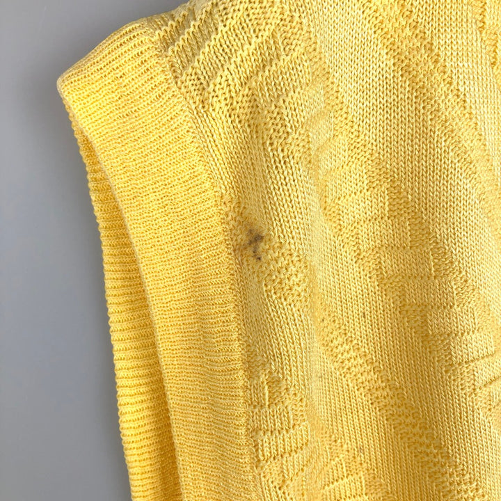 1980'S Lacoste CHEMISE French Lacoste V-neck Cotton Knit Vest, Made in France, Men's Size XL (approx.), Vintage cotton yellow type Vintage Second Hand